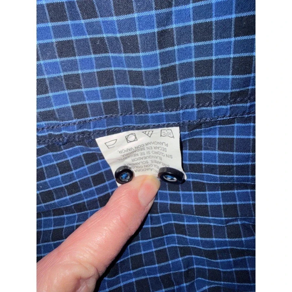 Beverly Hills Polo Club Mens XL Plaid‎ Short Sleeve Button Down Shirt Blue
